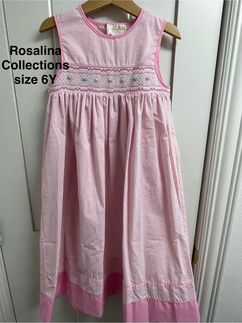 Rosalina Collections Pink Smocked Gingham Girls Dress